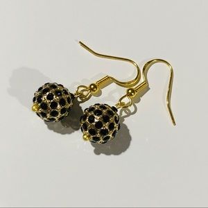 Metal Pave with Black Crystals Earrings
